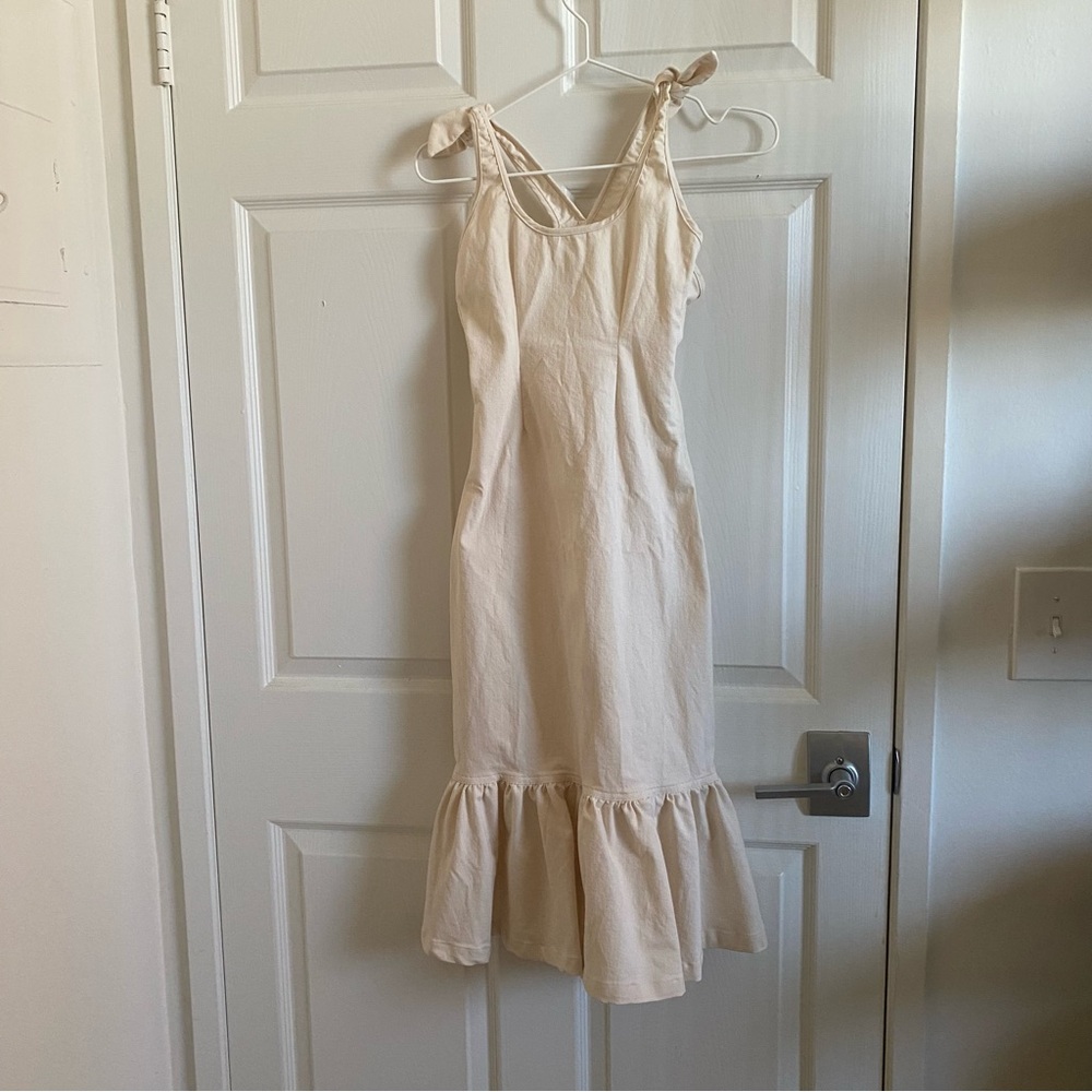 RARE The Line by K Cream Ruffle Midi Dress